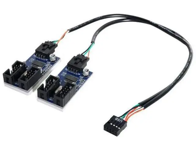 Alt view image 6 of 7 - 9Pin USB 2.0 Header 1 to 2/4 Female Extension Cable, Internal USB Port Multiplier Hub Adapter
