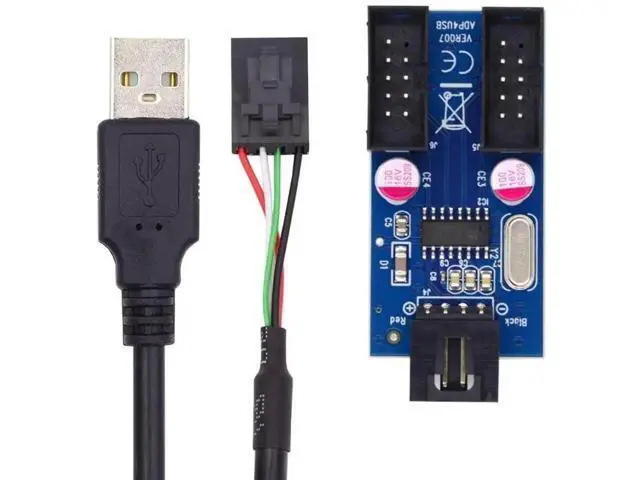 Alt view image 4 of 7 - Motherboard USB 2.0 9Pin/10Pin Header 1 to 2 Splitter Cable, Internal Front Panel USB Header Extension Hub Adapter