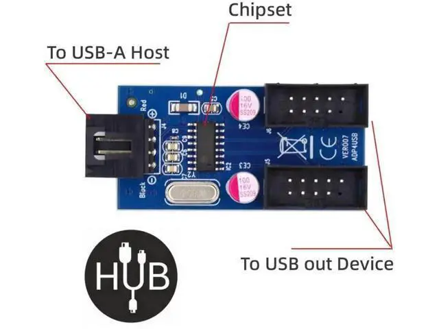 Alt view image 5 of 7 - Motherboard USB 2.0 9Pin/10Pin Header 1 to 2 Splitter Cable, Internal Front Panel USB Header Extension Hub Adapter
