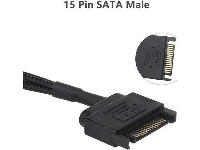 Alt view image 2 of 5 - 10 Inch Black Sleeved SATA Fan Y Splitter Cable, 15Pin SATA to Dual 3Pin/4Pin TX3 TX4 PWM Case Fan Power Adapter Cord