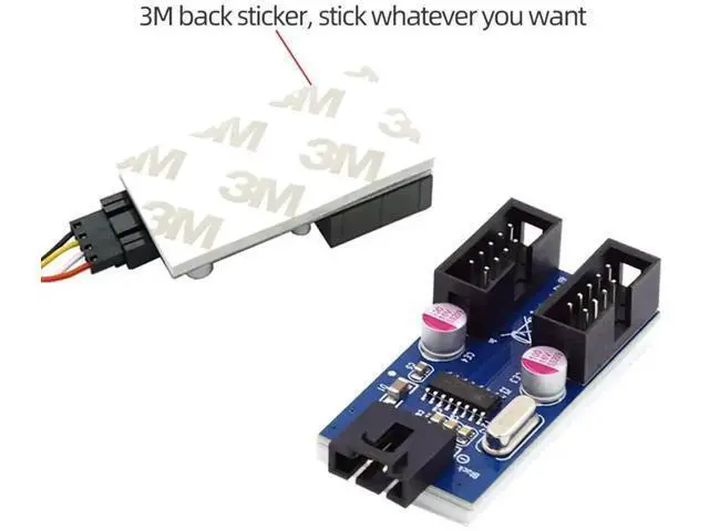 Alt view image 7 of 7 - Motherboard USB 2.0 9Pin/10Pin Header 1 to 2 Splitter Cable, Internal Front Panel USB Header Extension Hub Adapter