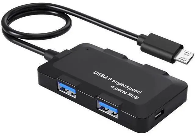 Main image of Micro USB OTG Hub with 4 USB 2.0 Ports & Pass-Through Power Port, OTG Cable Adapter for Fire Stick 4K, Raspberry Pi Zero, Retro Game Consoles, Micro USB Android Phones & Tablets