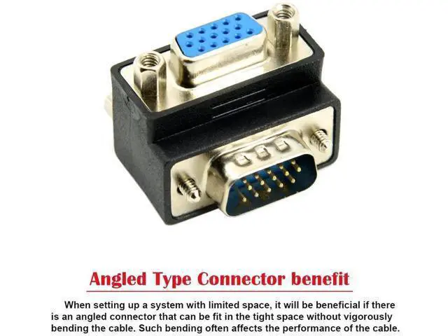 Alt view image 6 of 7 - 90 Degree Down Angled VGA Gender Changer, HDB15Pin SVGA Male to Female Adapter for Monitor Projector Graphics Card