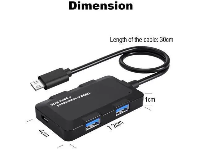 Alt view image 4 of 4 - Micro USB OTG Hub with 4 USB 2.0 Ports & Pass-Through Power Port, OTG Cable Adapter for Fire Stick 4K, Raspberry Pi Zero, Retro Game Consoles, Micro USB Android Phones & Tablets