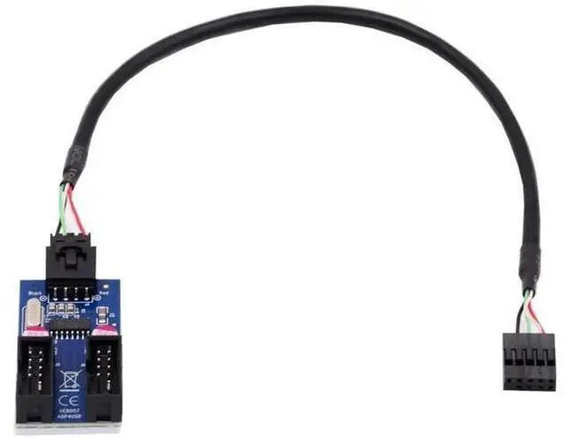 Main image of Mainboard USB2.0 9Pin Header 1-to-2 Splitter Cable, 9/10Pin Internal Dual USB-A Female Hub Adapter