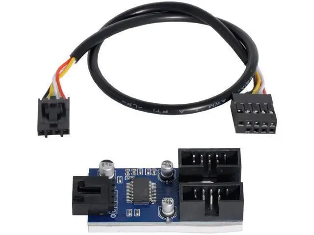 Alt view image 5 of 7 - Mainboard USB2.0 9Pin Header 1-to-2 Splitter Cable, 9/10Pin Internal Dual USB-A Female Hub Adapter