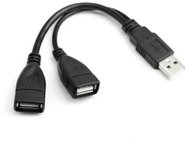 Main image of 0.5ft USB 2.0 A Male to Dual USB Female Y Splitter Cable, 1 Pack, Portable Hub Adapter for PC, Laptop, TV & 2.5" Portable Hard Drive