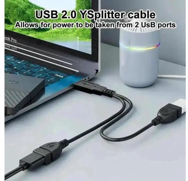 Alt view image 6 of 7 - 0.5ft USB 2.0 A Male to Dual USB Female Y Splitter Cable, 1 Pack, Portable Hub Adapter for PC, Laptop, TV & 2.5" Portable Hard Drive
