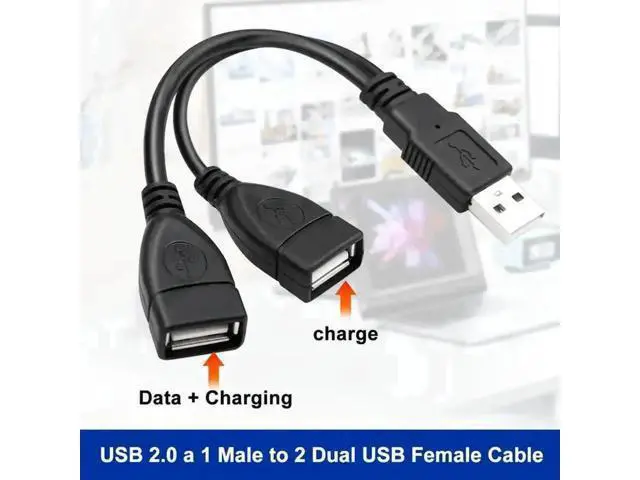 Alt view image 7 of 7 - 0.5ft USB 2.0 A Male to Dual USB Female Y Splitter Cable, 1 Pack, Portable Hub Adapter for PC, Laptop, TV & 2.5" Portable Hard Drive