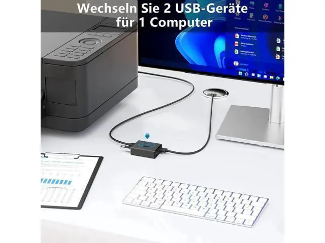 Alt view image 2 of 7 - Bi-Directional USB 3.0 Switch for 2 Computers, 2-in-1 / 1-in-2 Out with 10W Charging Port & 2PCS 1M USB 3.0 Cables, Share Mouse Keyboard Printer USB Hub for PC Laptop Car Use