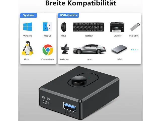 Alt view image 3 of 7 - Bi-Directional USB 3.0 Switch for 2 Computers, 2-in-1 / 1-in-2 Out with 10W Charging Port & 2PCS 1M USB 3.0 Cables, Share Mouse Keyboard Printer USB Hub for PC Laptop Car Use