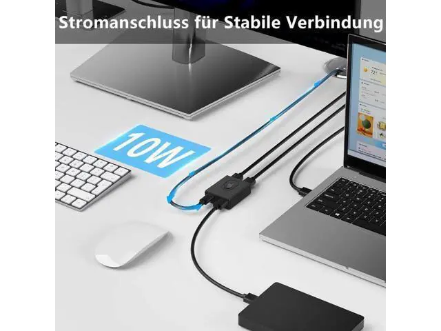 Alt view image 4 of 7 - Bi-Directional USB 3.0 Switch for 2 Computers, 2-in-1 / 1-in-2 Out with 10W Charging Port & 2PCS 1M USB 3.0 Cables, Share Mouse Keyboard Printer USB Hub for PC Laptop Car Use