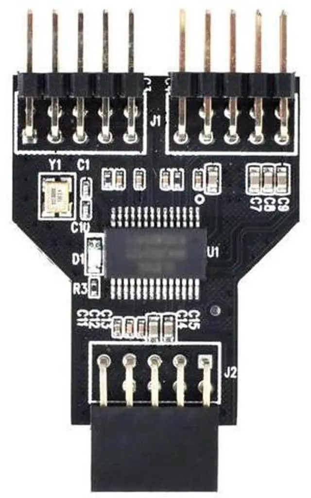 Main image of 9Pin/10Pin USB 2.0 Header 1 to 2 Female Splitter Cable, Motherboard Internal Port Multiplier Hub Adapter