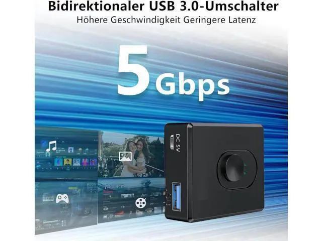 Alt view image 7 of 7 - Bi-Directional USB 3.0 Switch for 2 Computers, 2-in-1 / 1-in-2 Out with 10W Charging Port & 2PCS 1M USB 3.0 Cables, Share Mouse Keyboard Printer USB Hub for PC Laptop Car Use