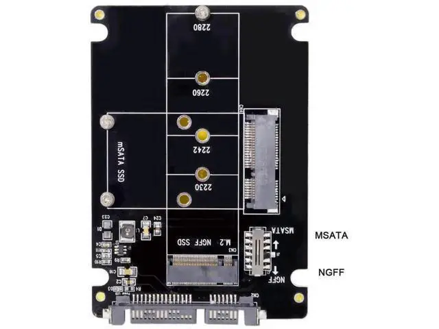 Alt view image 3 of 7 - M.2 NGFF B-Key + mSATA to SATA 3.0 Adapter Enclosure With Power Switch Dual SSD Converter