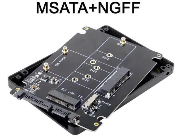 Alt view image 5 of 7 - M.2 NGFF B-Key + mSATA to SATA 3.0 Adapter Enclosure With Power Switch Dual SSD Converter