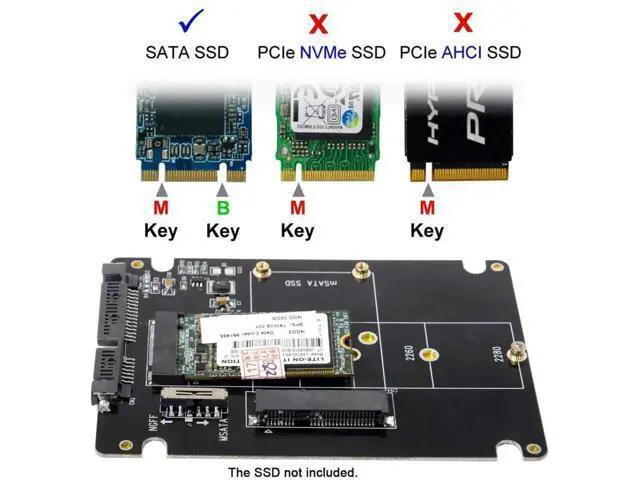 Alt view image 6 of 7 - M.2 NGFF B-Key + mSATA to SATA 3.0 Adapter Enclosure With Power Switch Dual SSD Converter
