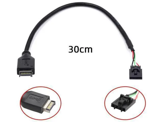 Alt view image 6 of 6 - 0.98FT USB 3.1 Type-E to 2.54mm Pitch 4Pin Cable, Front Panel Header Extension Adapter for 9Pin/10Pin Motherboard HUB
