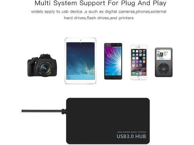 Alt view image 4 of 6 - 4 Port USB 3.0 Hub Ultra Slim Portable USB Port Expander, High Speed Data Splitter for Keyboard Mouse Printer USB Fan Lamp Flash Drives & Portable Storage Devices