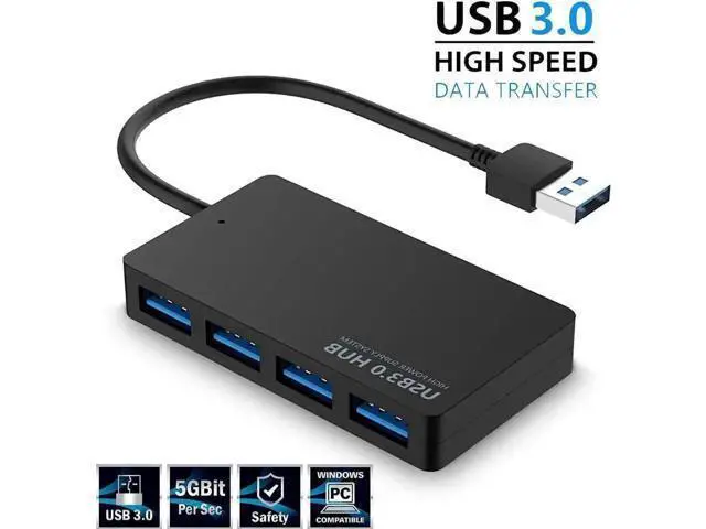 Alt view image 6 of 6 - 4 Port USB 3.0 Hub Ultra Slim Portable USB Port Expander, High Speed Data Splitter for Keyboard Mouse Printer USB Fan Lamp Flash Drives & Portable Storage Devices