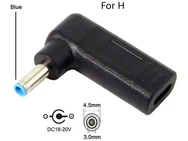 Alt view image 7 of 7 - 90 Degree Angled USB 3.1 Type-C Female to DC 4.5mmx3.0mm PD Emulator Trigger Adapter, 100W Fast Charging Converter for HP 4.5*3.0mm Barrel Jack Laptops