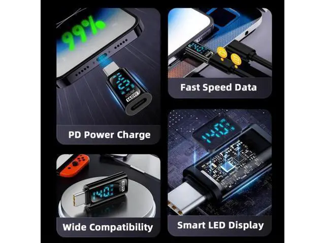 Alt view image 7 of 7 - Transparent USB4 Type-C Male to Female Extension Adapter with Smart LED Digital Power Tester, 40Gbps Bandwidth, 140W PD Charging Support Real-Time Voltage & Current Monitoring for USB4.0 Laptops, Dock