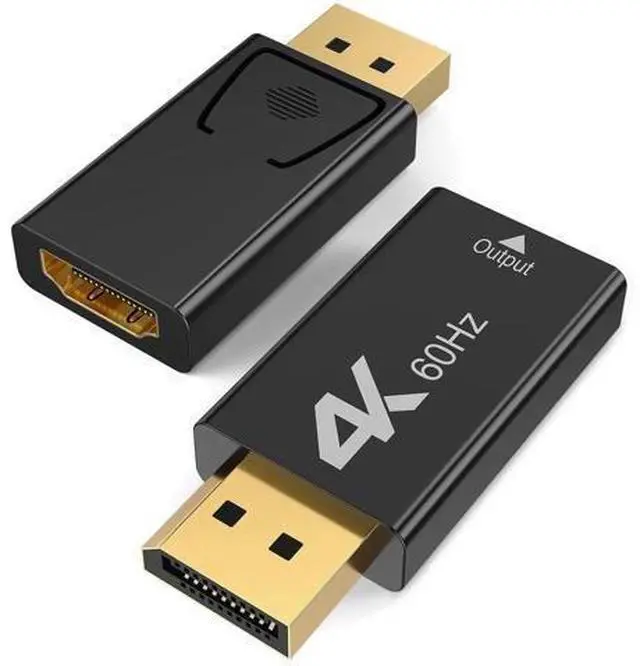 Main image of 2 Pack 4K 60Hz DisplayPort to HDMI Adapter, Unidirectional DP Male to HDMI Female Converter Gold-Plated Connector for Laptop Desktop Monitor HDTV Projector