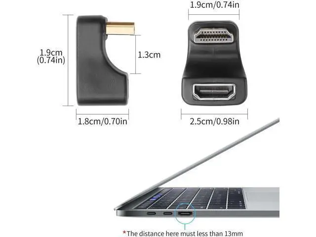Alt view image 3 of 6 - 2 Pack 180 Degree U-Shaped HDMI 2.1 Adapter with LED Indicator, 48Gbps 8K Male to Female HDMI Extender (Up & Down Angle) for HDTV Laptops Monitors Gaming Consoles