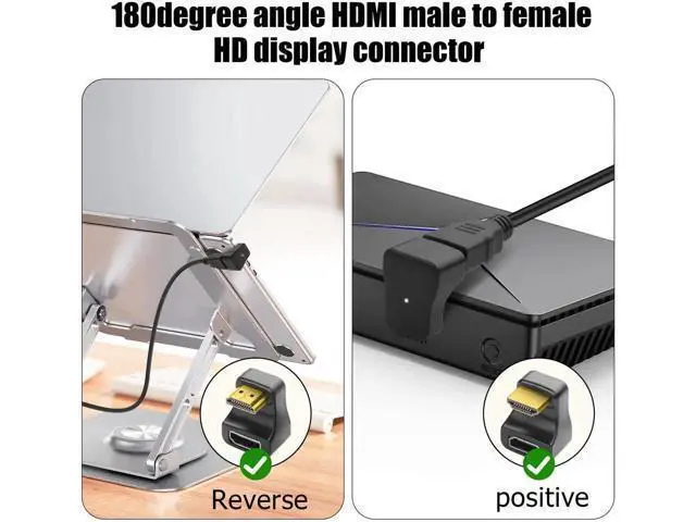 Alt view image 5 of 6 - 2 Pack 180 Degree U-Shaped HDMI 2.1 Adapter with LED Indicator, 48Gbps 8K Male to Female HDMI Extender (Up & Down Angle) for HDTV Laptops Monitors Gaming Consoles