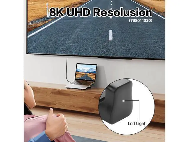 Alt view image 4 of 6 - 2 Pack 180 Degree U-Shaped HDMI 2.1 Adapter with LED Indicator, 48Gbps 8K Male to Female HDMI Extender (Up & Down Angle) for HDTV Laptops Monitors Gaming Consoles