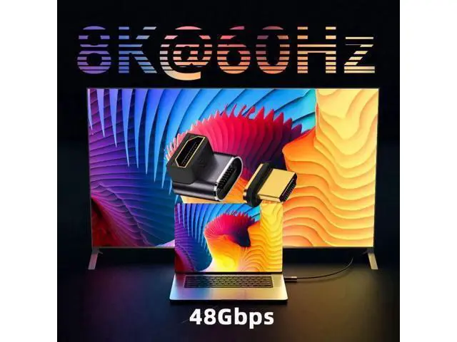 Alt view image 3 of 7 - Magnetic 90 Degree Up Angled HDMI 2.1 Adapter, 48Gbps High Speed Gold-Plated HDMI Male to Female Gender Changer Support 8K@60Hz, 4K@120Hz for TV, Monitor, Game Console