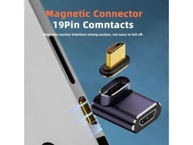 Alt view image 6 of 7 - Magnetic 90 Degree Up Angled HDMI 2.1 Adapter, 48Gbps High Speed Gold-Plated HDMI Male to Female Gender Changer Support 8K@60Hz, 4K@120Hz for TV, Monitor, Game Console