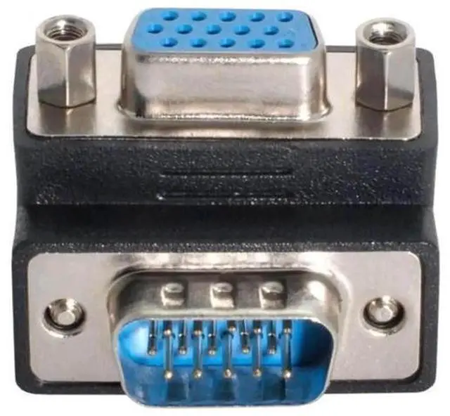 Main image of 90 Degree Up Angled HDB15Pin VGA Male to Female Gender Changer Adapter, SVGA D-Sub Video Connector for Monitor, Projector & Graphics Card