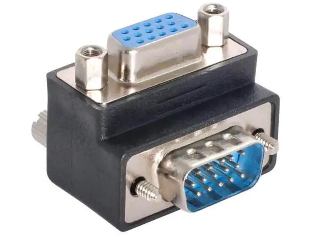 Alt view image 4 of 6 - 90 Degree Up Angled HDB15Pin VGA Male to Female Gender Changer Adapter, SVGA D-Sub Video Connector for Monitor, Projector & Graphics Card