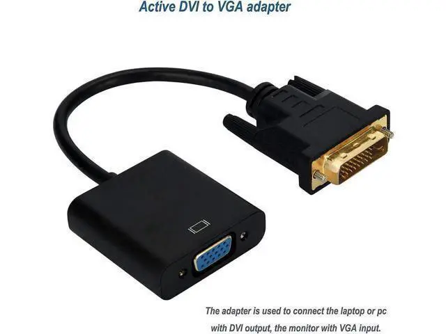 Alt view image 3 of 7 - Active DVI-D 24+1 Male to VGA Female Converter Adapter Cable, Digital DVI to Analog VGA Video Cord for PC Laptop Monitor Projector
