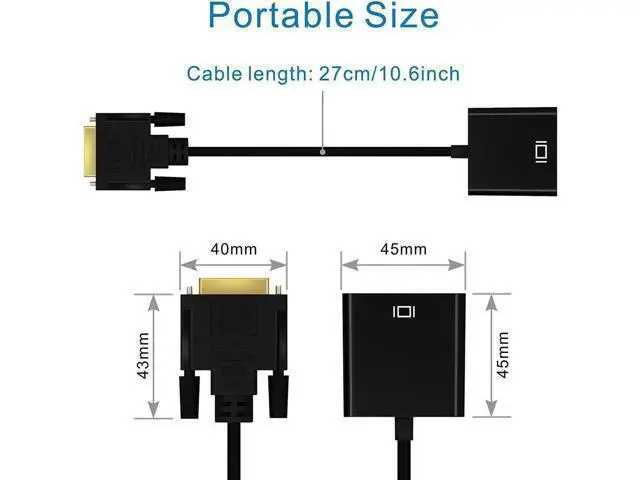 Alt view image 6 of 7 - Active DVI-D 24+1 Male to VGA Female Converter Adapter Cable, Digital DVI to Analog VGA Video Cord for PC Laptop Monitor Projector