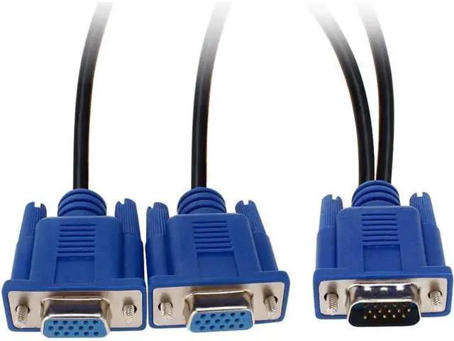 Main image of 1FT VGA Y Splitter Cable, 1 VGA Male to Dual VGA Female Video Splitter Adapter for Screen Duplication