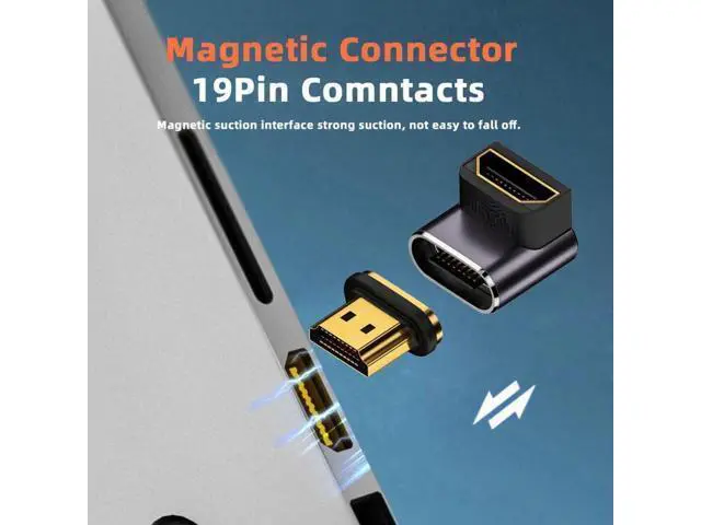 Alt view image 3 of 7 - Magnetic HDMI 2.1 90 Degree Down Angle Male to Female Adapter, 48Gbps High Speed 8K@60Hz 4K@120Hz Gold-Plated HDMI Gender Changer for Gaming Monitor HDTV PC
