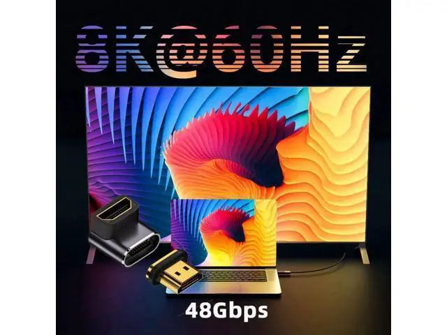 Alt view image 4 of 7 - Magnetic HDMI 2.1 90 Degree Down Angle Male to Female Adapter, 48Gbps High Speed 8K@60Hz 4K@120Hz Gold-Plated HDMI Gender Changer for Gaming Monitor HDTV PC