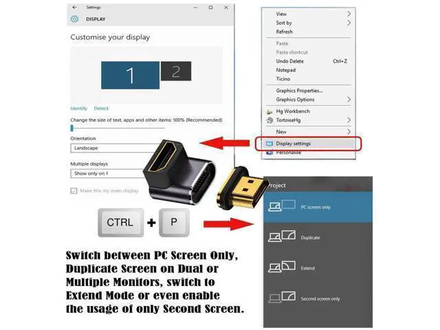 Alt view image 6 of 7 - Magnetic HDMI 2.1 90 Degree Down Angle Male to Female Adapter, 48Gbps High Speed 8K@60Hz 4K@120Hz Gold-Plated HDMI Gender Changer for Gaming Monitor HDTV PC