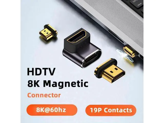 Alt view image 5 of 7 - Magnetic HDMI 2.1 90 Degree Down Angle Male to Female Adapter, 48Gbps High Speed 8K@60Hz 4K@120Hz Gold-Plated HDMI Gender Changer for Gaming Monitor HDTV PC