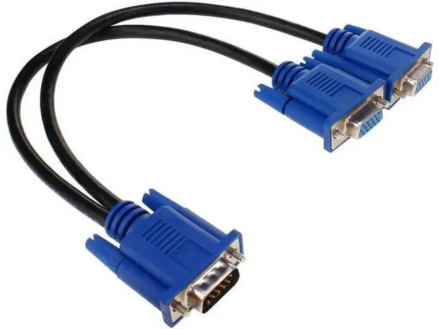 Alt view image 5 of 7 - 1FT VGA Y Splitter Cable, 1 VGA Male to Dual VGA Female Video Splitter Adapter for Screen Duplication