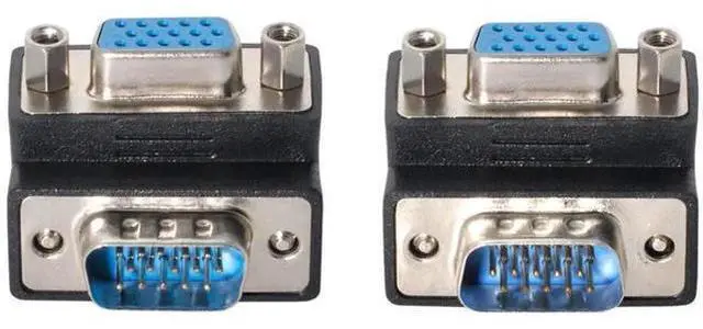 Main image of 2 Pack 90 Degree Angled VGA Gender Changer, HDB15Pin SVGA Male to Female Right Angle Adapter for Monitor Projector Graphics Card