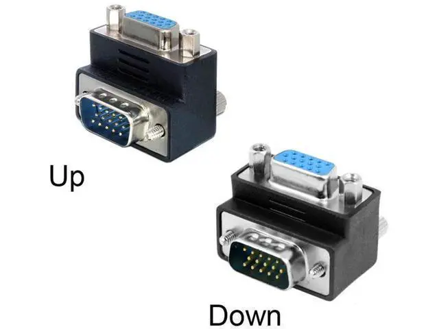 Alt view image 3 of 6 - 2 Pack 90 Degree Angled VGA Gender Changer, HDB15Pin SVGA Male to Female Right Angle Adapter for Monitor Projector Graphics Card