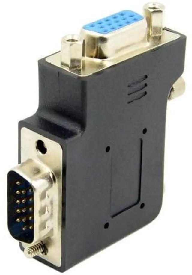 Alt view image 5 of 7 - Vertical Flat Left 90 Degree VGA SVGA Male to Female Extension Adapter, Black VGA Angled Connector