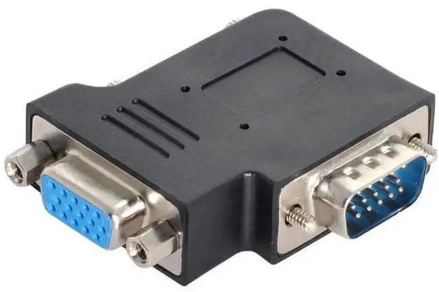 Main image of Vertical Flat Left 90 Degree VGA SVGA Male to Female Extension Adapter, Black Right Angle VGA Extender
