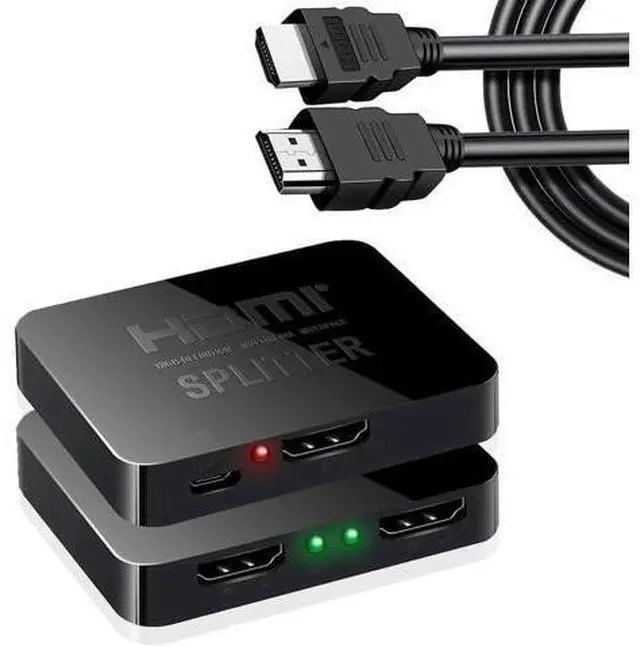 Main image of 1 in 2 Out HDMI Splitter with 5FT HDMI Cable, 4K UHD Mirror Display Splitter Duplicates Single Source to Two Monitors Simultaneously