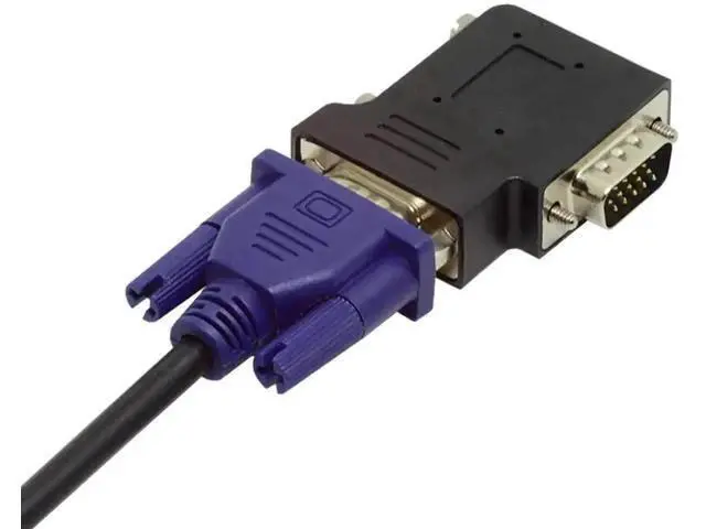Alt view image 3 of 6 - Vertical Flat Left 90 Degree VGA SVGA Male to Female Extension Adapter, Black Right Angle VGA Extender