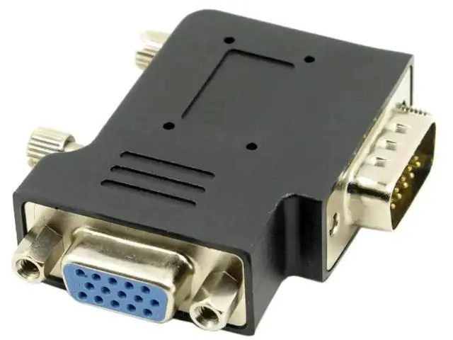 Alt view image 2 of 6 - Vertical Flat Left 90 Degree VGA SVGA Male to Female Extension Adapter, Black Right Angle VGA Extender