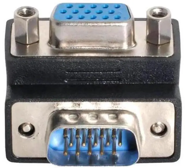 Main image of 90 Degree Down Angled HDB15Pin VGA Male to Female Gender Changer, SVGA D-Sub Video Adapter for Graphics Card, Monitor & Projector